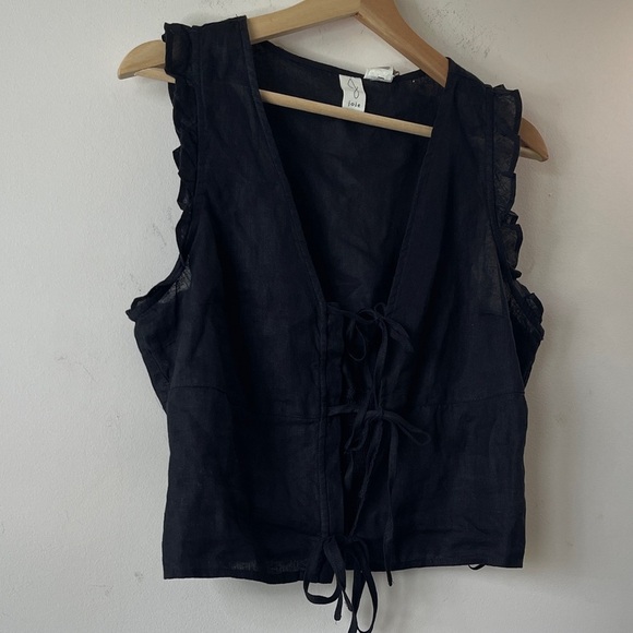 Joie Black Sleeveless Lace-Up Blouse - Picture 6 of 11